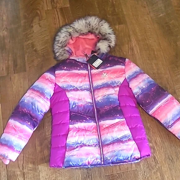 NWT! Girls Size 14 ZeroXposur Puffer Hooded Jacket Crystal Print